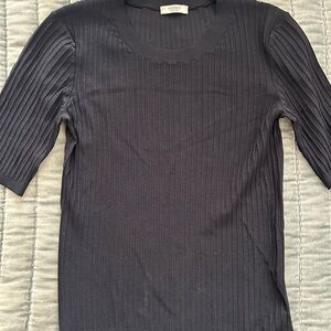 Peserico Black Ribbed Knit Top